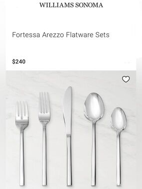 Fortessa Arezzo Flatware 20 Piece Flatware Set Stainless Steal Mirror Finish NWT